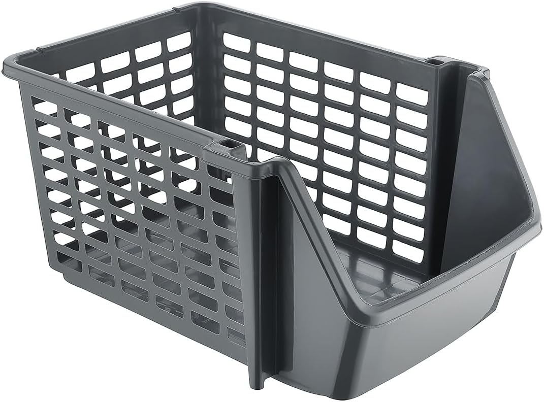 Alternative view of 5 Adet Çok Amaçlı Katlı Geçmeli Organizer, Pratik Dolap İçi Lavabo Altı Evye-Tezgah Üstü Buzdolabı Mutfak Banyo Çamaşır Makinesi Ev Düzenleyici Plastik Sepet (5 Adet - Antrasit)