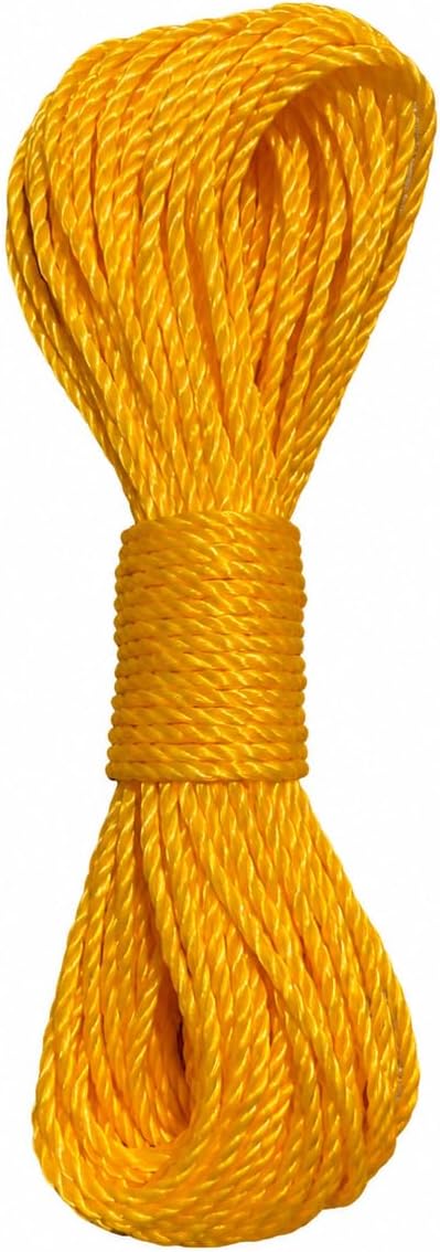 20 Metre Sarı Naylon İp 3 mm, Çok Amaçlı Dayanıklı Çamaşır İpi, Kamp Bahçe Balkon Hamak ve Taşıma Sabitleme İpi, Dayanıklı Çamaşır İpi Kalın, Asma İpi Güçlü Halat İp, Sağlam İp, Kaliteli
