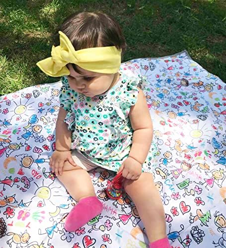 Yorni Su Geçirmez Yer/Masa Örtüsü, Aktivite, Yemek ve Oyun için, Doğa Dostu ve Çevreci, Sertifikalı,%100 Polyester, Family Desenli, 150x180cm - Görsel 3