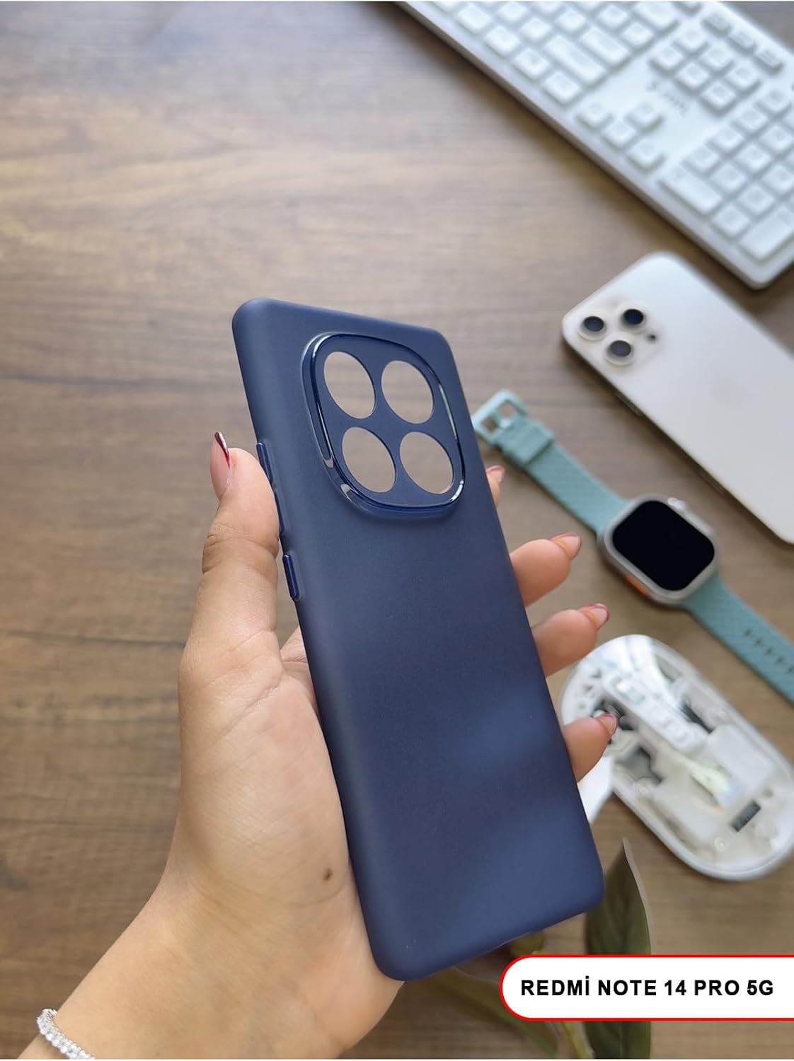 Süper İnce Mat Ultra Thin Silikon Kılıf Lacivert Redmi Note 14 Pro 5G ile uyumlu