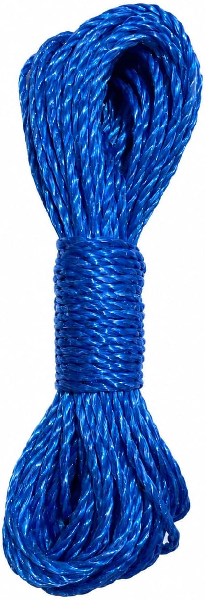 20 Metre Mavi Naylon İp 3 mm, Çok Amaçlı Dayanıklı Çamaşır İpi, Kamp Bahçe Balkon Hamak ve Taşıma Sabitleme İpi, Dayanıklı Çamaşır İpi Kalın, Asma İpi Güçlü Halat İp, Sağlam İp, Kaliteli