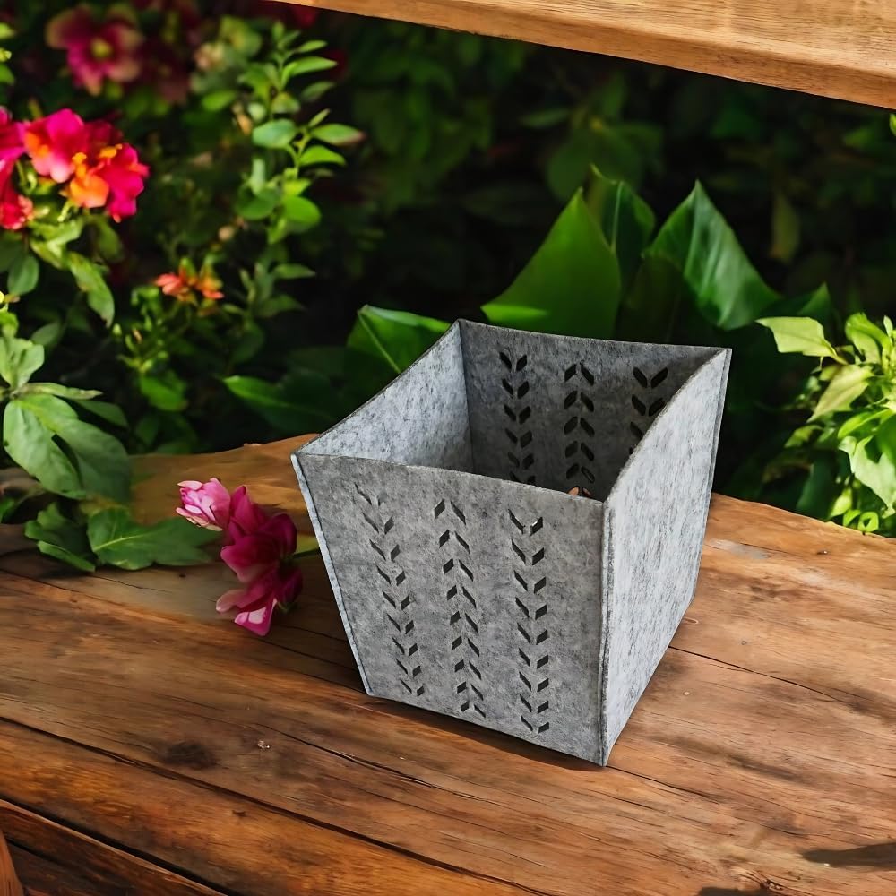 Keçe Saklama Kutusu – Gri Renk, 16x16x16 cm Dekoratif Organizer Sepet, 3 mm Kalınlıkta, Çok Amaçlı Tekli Kutu