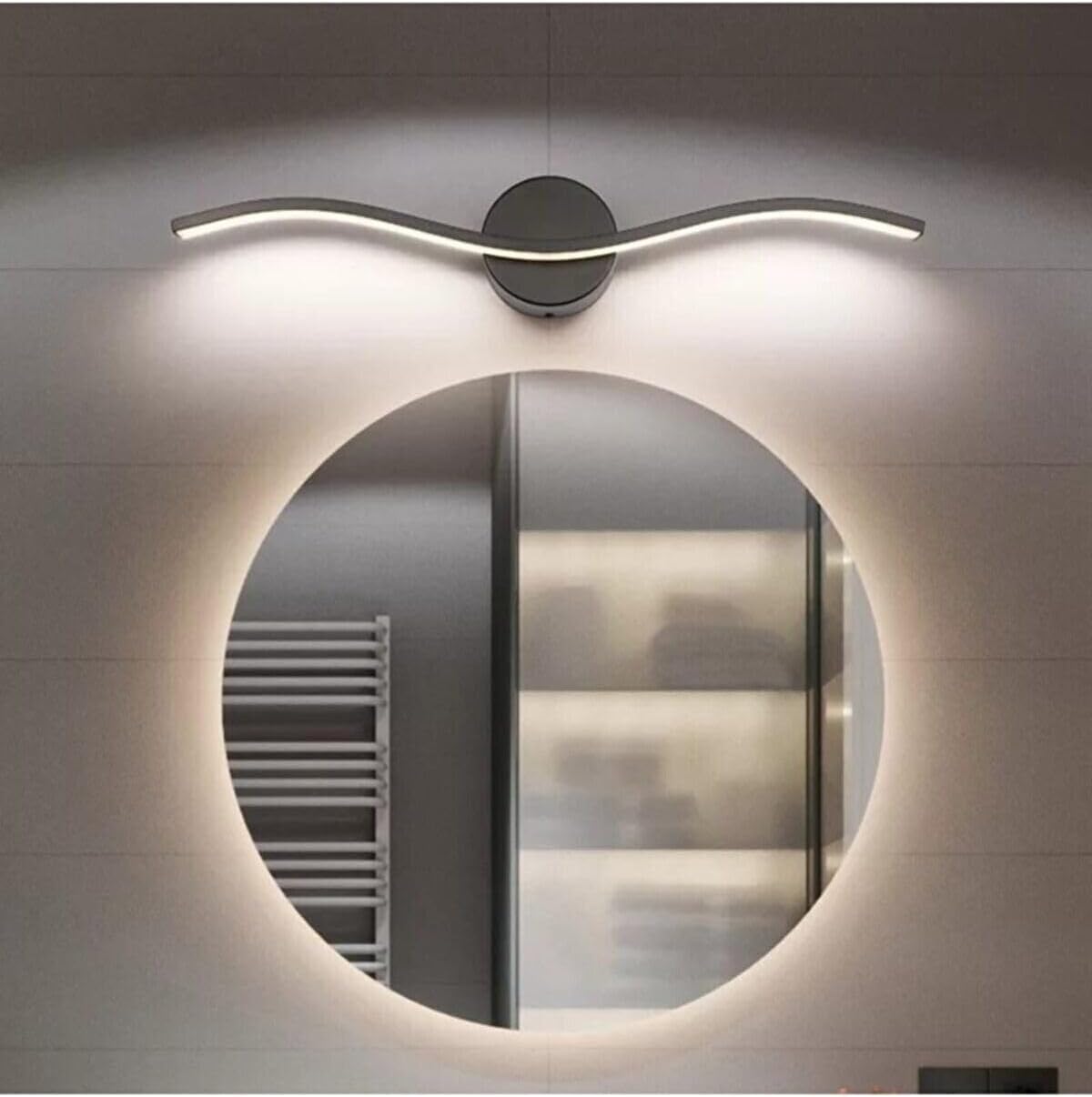 Fer Avize Diana Modern Tasarım Siyah Renk Gün Işığı Ledli Banyo - Mutfak - Salon Led Duvar Aplik