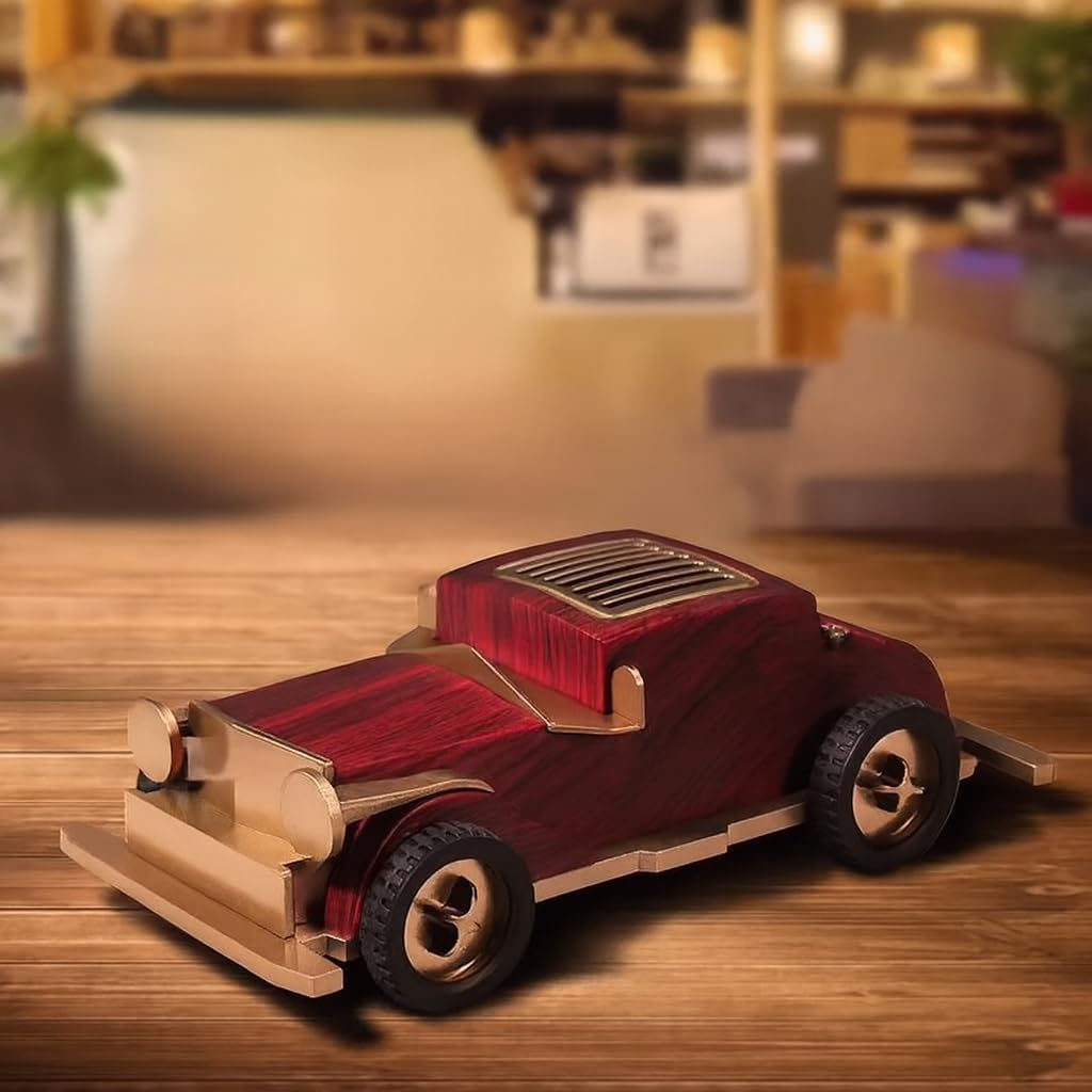 Alternative view of Retro Klasik Araba Şekilli Kablosuz Bluetooth Hoparlör – 1500mAh Şarjlı, BT/TF/USB Destekli, 5W Güç Çıkışı, 10m Menzil, Telefon Standlı Dekoratif Müzik Hoparlörü | B2