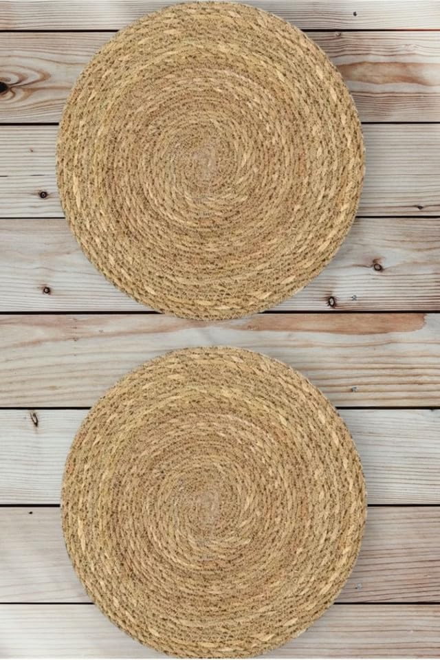 Alternative view of 2 ADET Hasır Yuvarlak Amerikan Servis Tabak Tava Tencere Altlığı - Nihale Runner Supla Altlık 35 Cm (2)