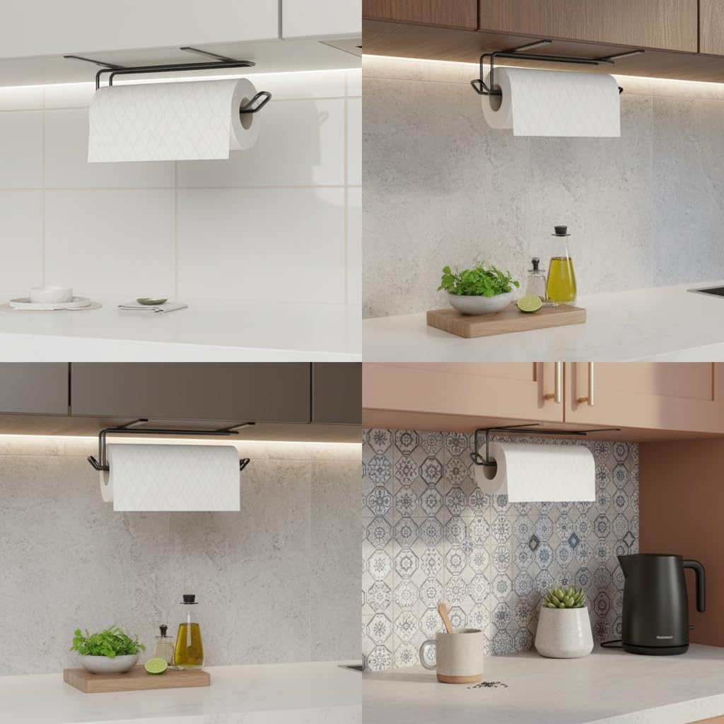 Alternative view of Havluluk Peçetelik Askısı Banyo Mutfak Düzenleyicisi Kağıt Rulo Havlu Askılığı Pratik Siyah Rulo