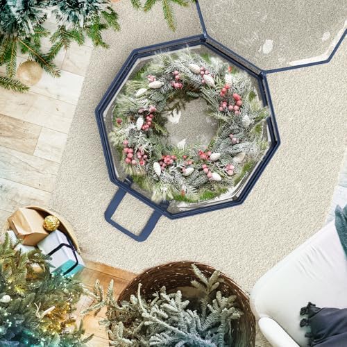 Alternative view of Hearth & Harbor Çelenk Saklama Kabı - Şeffaf Noel Çelenk Saklama Çantası, Çift Fermuar ve Kulplar - 76 cm Premium Çelenk Saklama Düzenleyici Kutusu