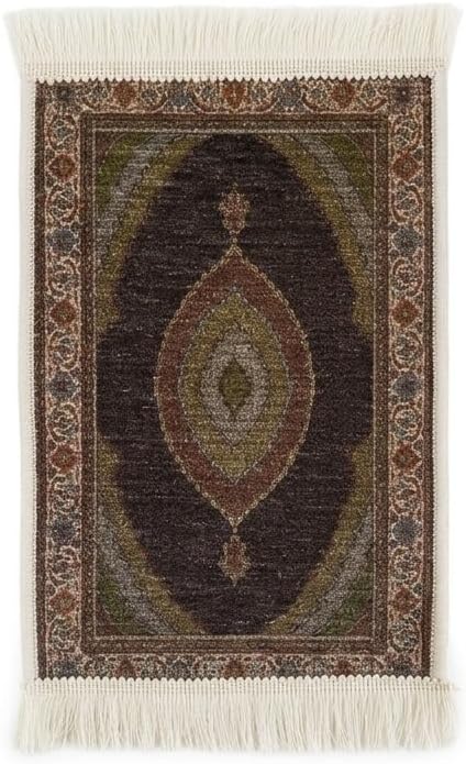 BYBARS El Yapımı Osmanlı Desenli Mini Kilim 20x33 cm – Dekoratif Masa Üstü Kilim – Türk Motifli Geleneksel Ev Dekoru – Püsküllü Vintage Mini Halı (Çok Renkli Koyu Renkler Odaklı 7) - Görsel 3
