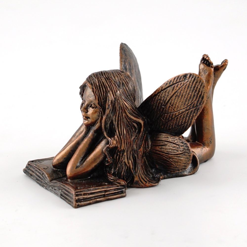 Top Collection 4386 Minyatür Bahçe ve Teraryum Peri Okuma Heykeli, Küçük, Bronz