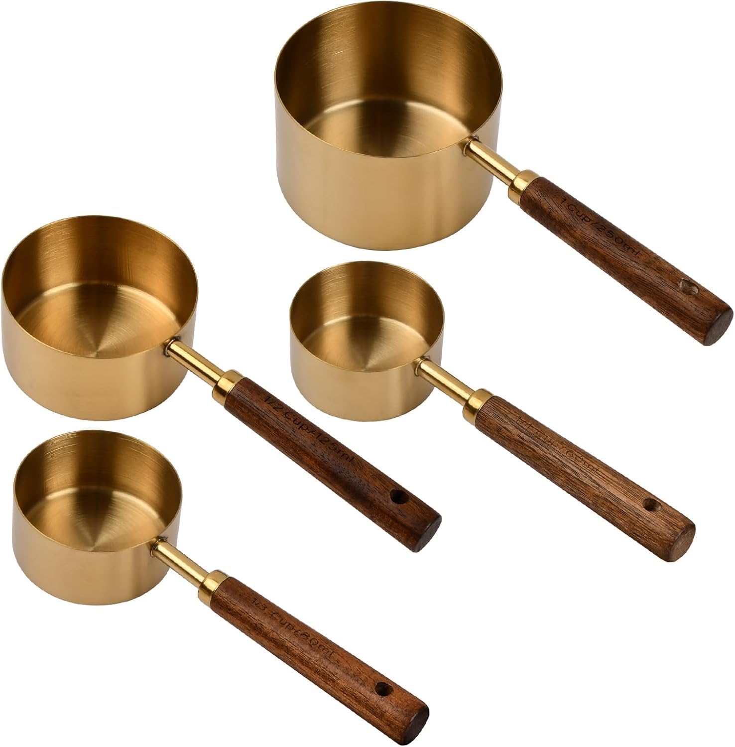 Alternative view of 4’lü Ahşap Saplı Ölçü Kaşığı Seti – 250/125/80/60 ml Paslanmaz Metal