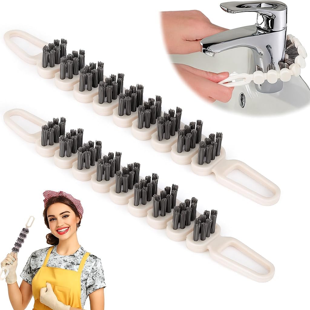 Alternative view of 2'li 360° Bükülebilir Aralık Temizleme Fırçası, 26,5 cm Esnek Saplı Kavisli Yüzey Temizleyici, Askı Delikli Çok Amaçlı Mutfak Banyo Lavabo Temizlik Fırçası