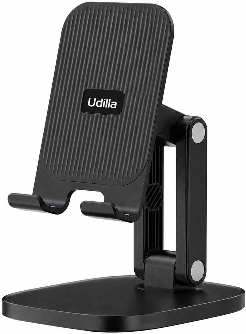Katlanabilir Masaüstü Telefon ve Tablet Standı, Ayarlanabilir Katlanır Telefon Tutucu (Siyah) - Görsel 3
