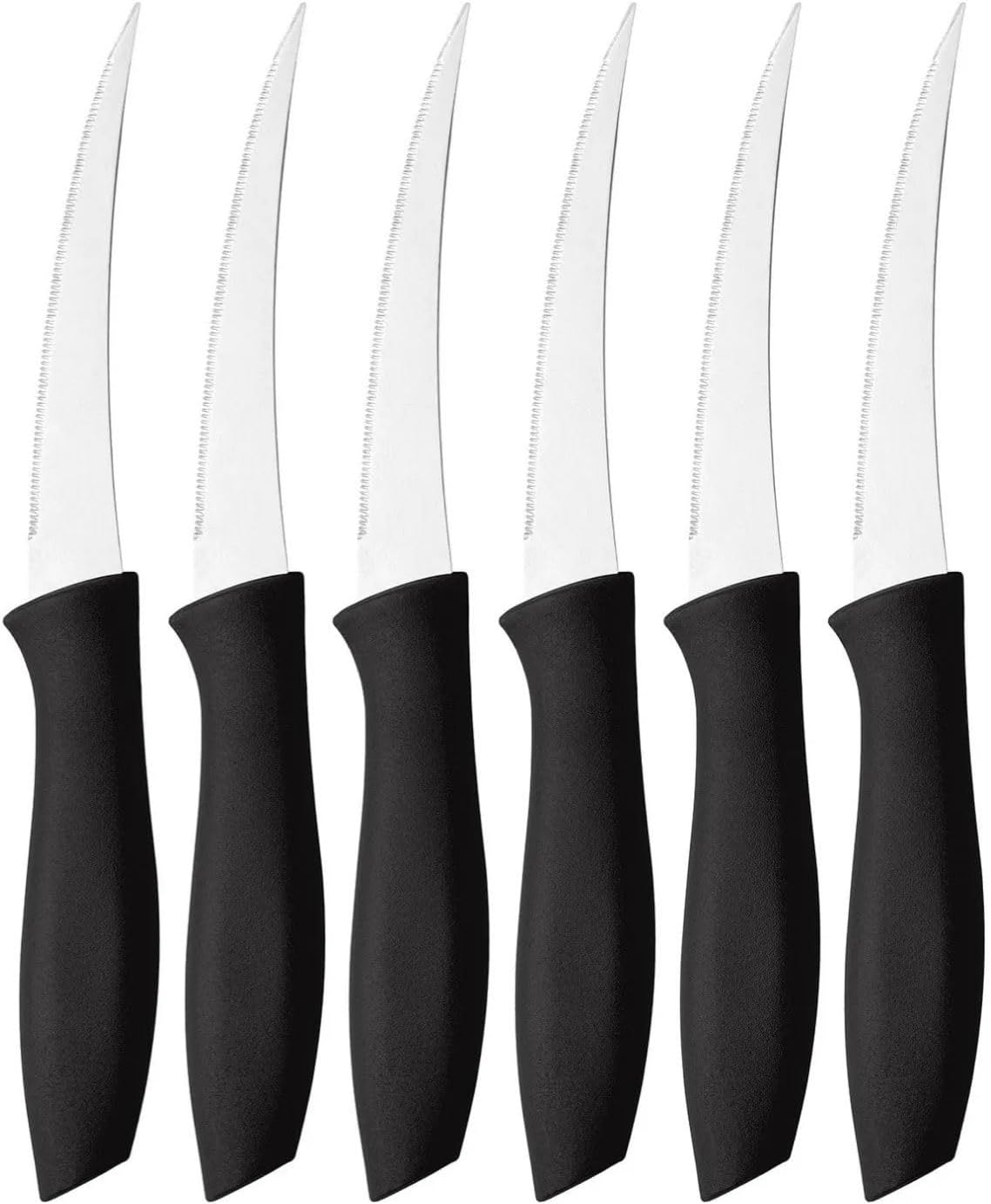 Sebze ve Meyve Bıçağı, Çelik, Siyah, Lazer Kesim Tırtıklı Uç, 22 cm, 6 Adet - Görsel 3