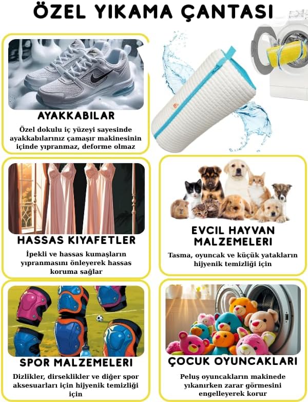 Çok Amaçlı Yıkama Çantası ve Kurutma Filesi, 2'si 1 Arada Takım, Mavi, XL Boyut - Görsel 3