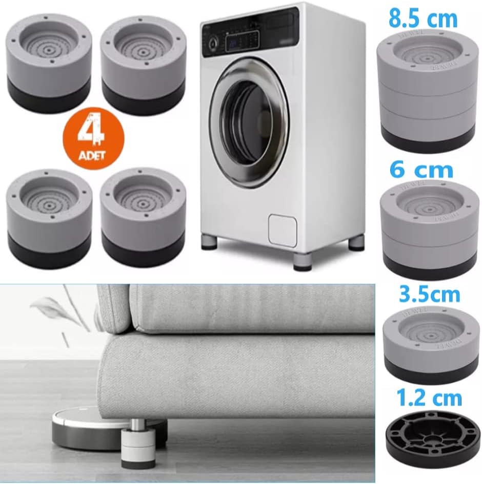 Alternative view of Beyaz eşya ayağı Çamaşır Makinesi Mobilya Titreşim Önleyici Kaydırmaz ve yükseltici 4 lü set (6 cm)