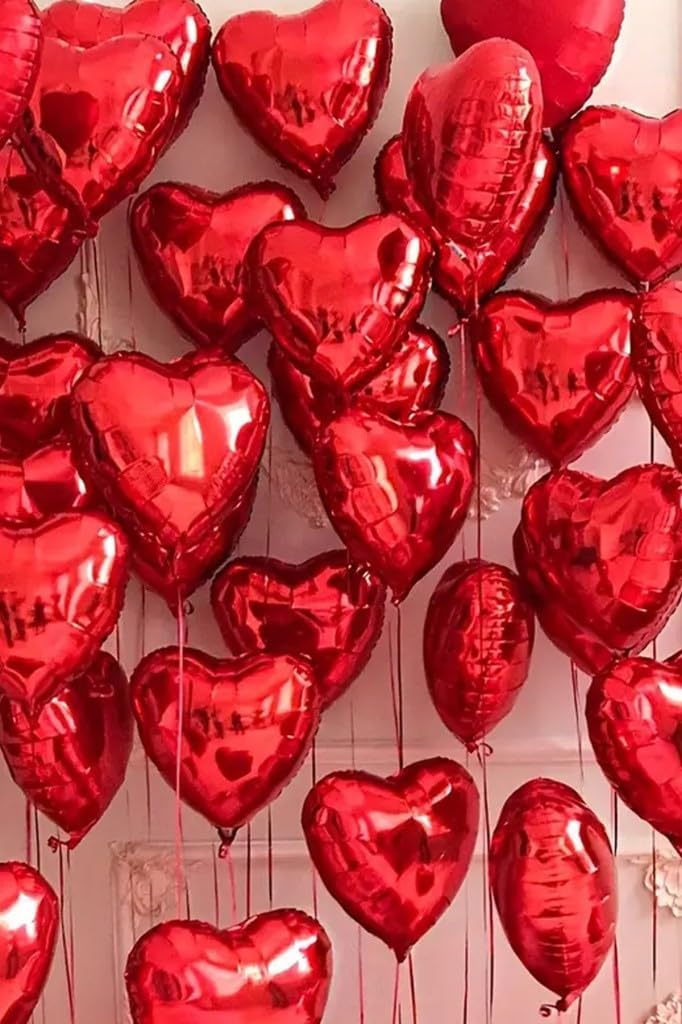 Alternative view of Kırmızı Kalp Folyo Balon Parlak 5 Adet 45cm