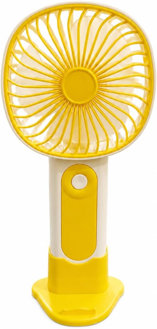 Mini El Fanı USB Şarjlı Type-C Bağlantılı 3 Kademeli Taşınabilir Elektrikli Fan Masaüstü ve El Tipi Kullanım Sarı Renk Serinletici Fan