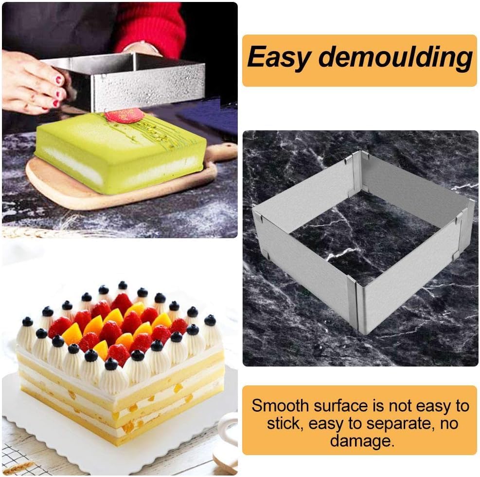 Paslanmaz Çelikten Ayarlanabilir Kek Ve Pasta Kalıbı,Kare Ve Dikdörtgen Ayarlanabilir Kek Kabı,Ayarlı Ekmek Kalıbı,Pastacılık Ve Dekokrasyon İçin Çelik Paslanmaz Ayarlı Kek Kalıbı