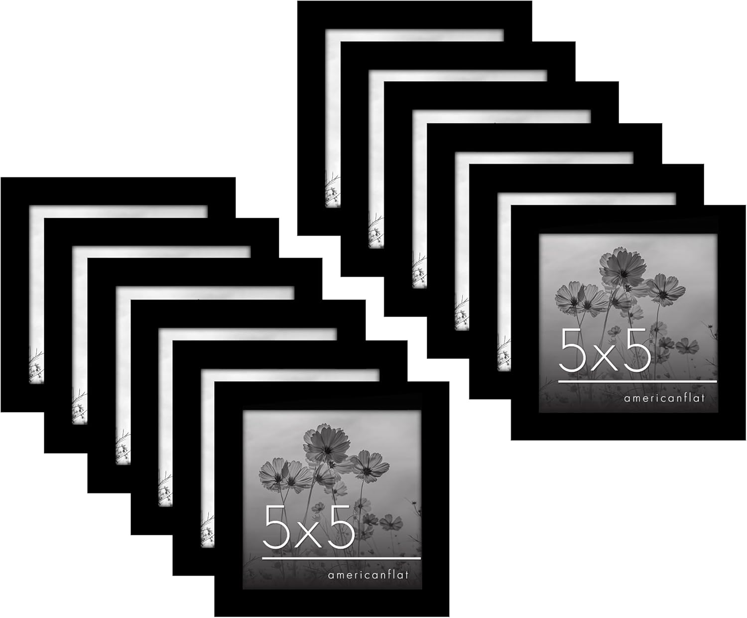 Alternative view of 5x5 Picture Frame with Polished Plexiglass - Set of 12 - Signature Collection - Picture Frames with Engineered Wood - Square Frame for Tabletop and Wall Display - Black