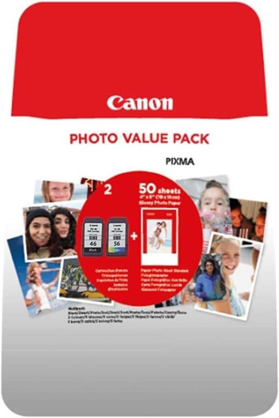 PG-46/CL-56 Orijinal PHOTO VALUE PACK 9059B003, 300 Sayfa Baskı, Kırmızı