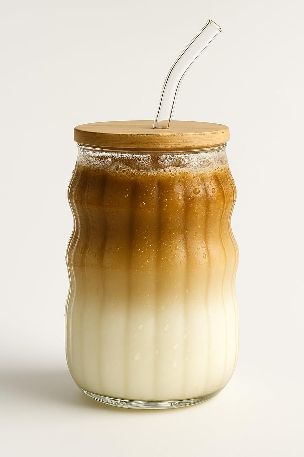 Alternative view of Kahve Bardağı Isıya Dayanıklı Ice Latte Bardak Kahve Kokteyl Cam Sunum Bardağı Meşrubat Kapaklı Bardak 400ml (tek, adet, 1)