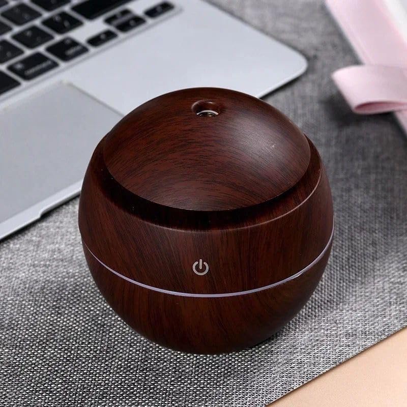 130 ml Hava Nemlendirici, Uçucu Yağ Aromaterapi Makinesi, Ev, Yatak Odası ve Ofis için Yedi Renkli Işık ile Aroma Hava Difüzörü (Koyu Kahve)