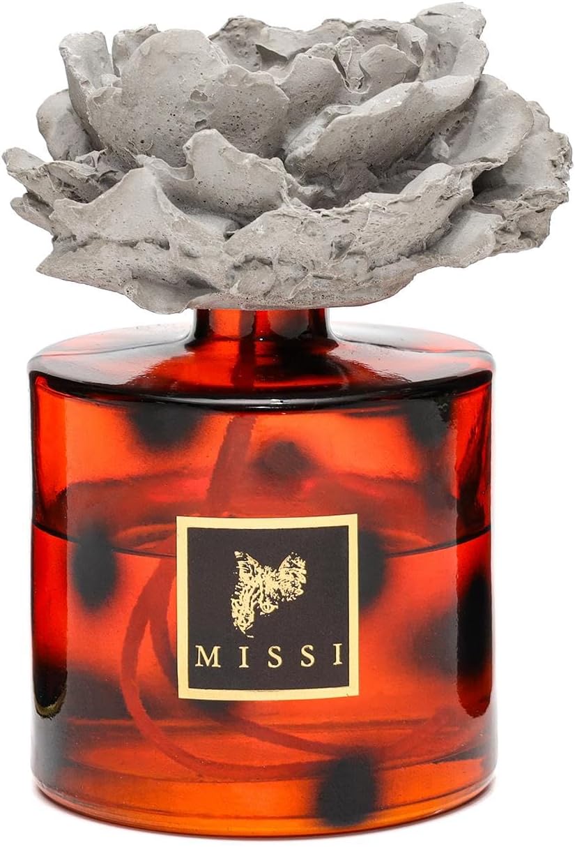 500 ml Kahverengi Leopar Desenli Cam Şişe Seramik Taşlı Dark Amber Oda Kokusu - Görsel 2