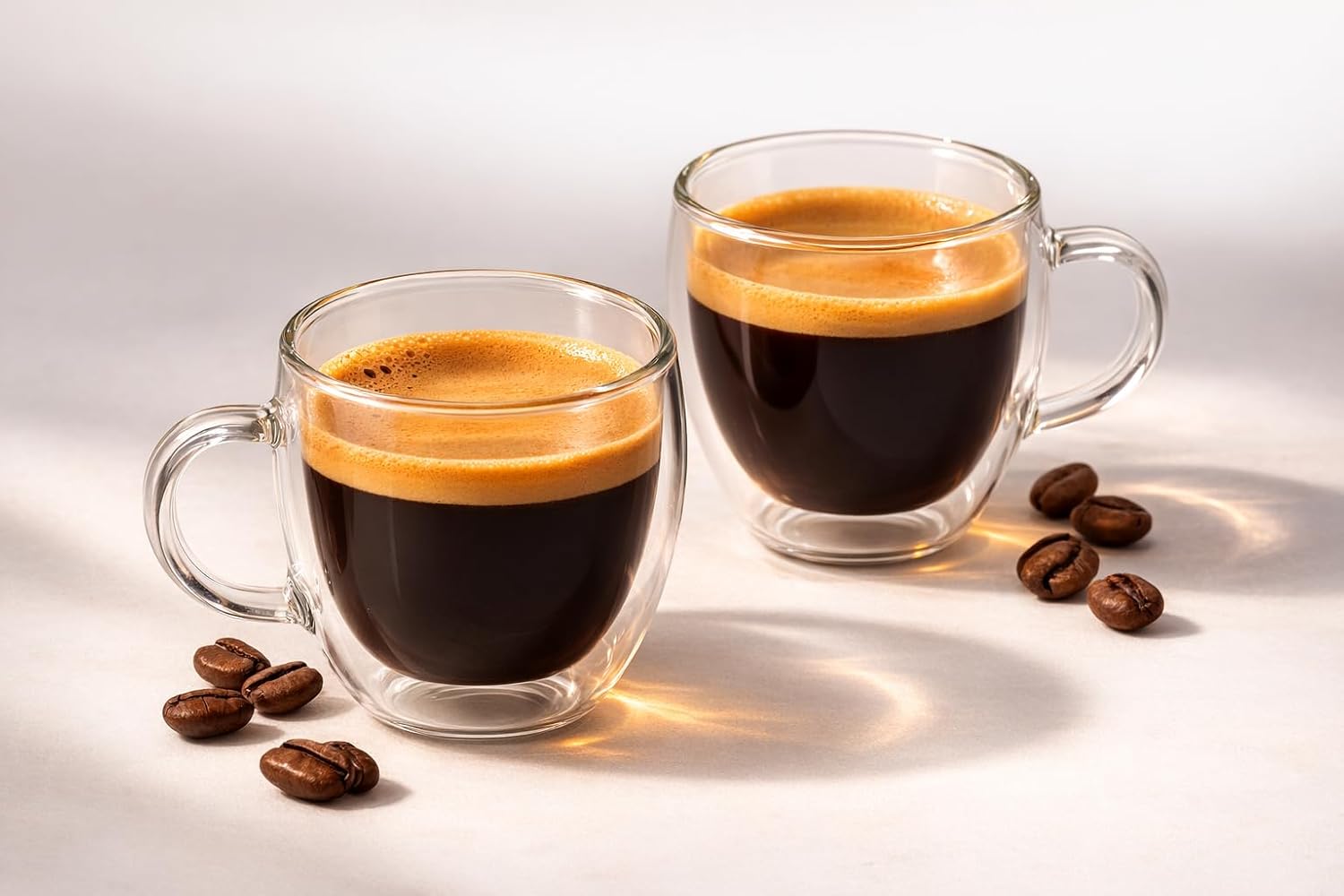 Çift Cidarlı 2’li Kulplu Espresso Fincan Seti 80 ml Şeffaf Espresso Kahve Kupaları, Shot Bardakları, Çift Cidarlı Espresso Fincanları, Espresso Makinesi İçin Uygun, Mikrodalga Fırında Kullanılabilir - Görsel 3