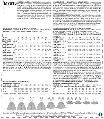 Alternative view of McCall's Patterns MC7615E5 McCall Desen 7615 E5, Kadınlar için Bale Kostümü, Ölçüler 42 – 50, Peçete, Çok Renkli, 17 x 0,5 x 0,07 cm