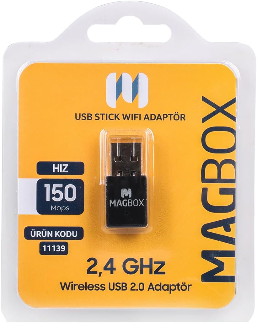 Mini Usb Stick Wifi Adaptör, 7601 Chipset, 2.4GHz, 150 Mbps, HD Uydu Alıcı Uyumlu Usb Stick Wifi Adaptör, 802.11N,