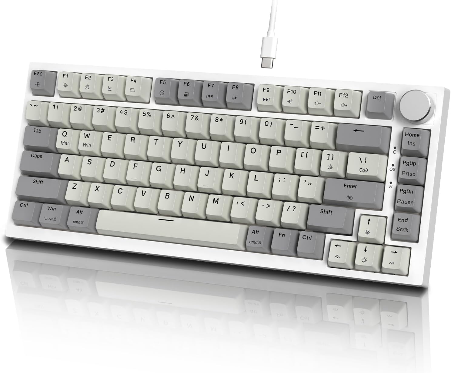 ATTACK SHARK K85 Mekanik Klavye – 75% Kompakt Tasarım, Manyetik Anahtarlar, Ayarlanabilir Tepki Süresi, RGB Işık, Döner Kontrol Tuşu, DKS/MT/TGL Destekli, PC/Mac Uyumlu - Grey