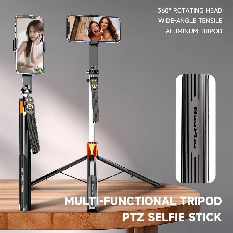 3 Eksen Anti Shake Stabilizasyonlu Selfie Çubuğu Tripod 170 cm Uzatılabilir Alüminyum Gövde 10 m Bluetooth Kumanda 360° Ayar 1/4 Vida Kamera Vlog Canlı Yayın | NP-L6S