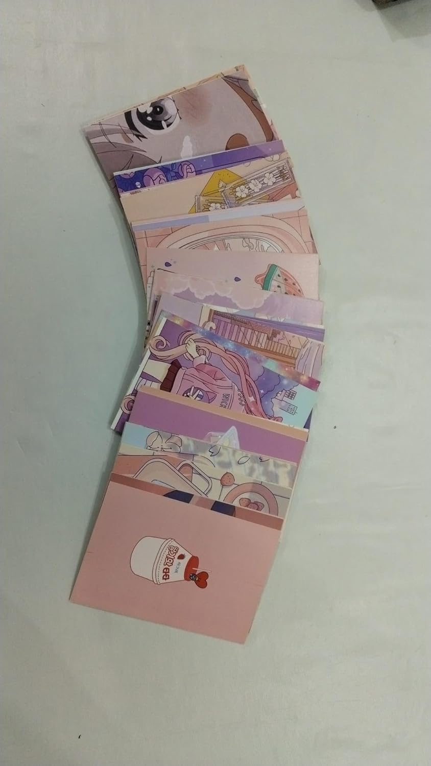 Alternative view of Kawaii Kore Tarzı Estetik Duvar Kolaj Seti - 50 Adet Çilekli Süt ve Pastel Anime Temalı Fotoğraf Kartları, Genç Kız Odası Duvar Dekoru, K-Pop Poster Paketi (10x15 cm)