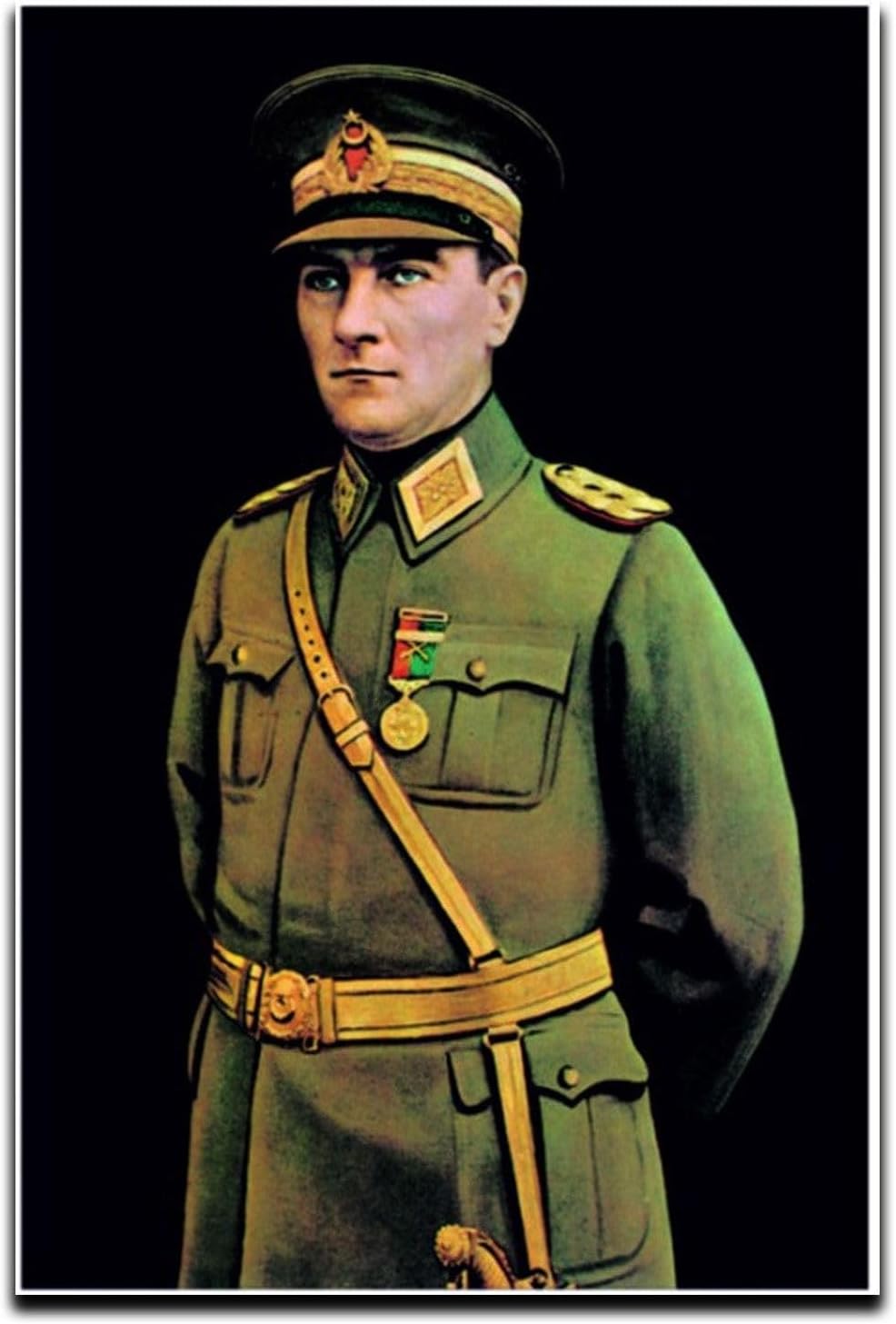 Alternative view of ZC Bayrak Siyah Atatürk Üniformalı Portre Raşel Dijital Baskı Bayrak 100 x 150 cm