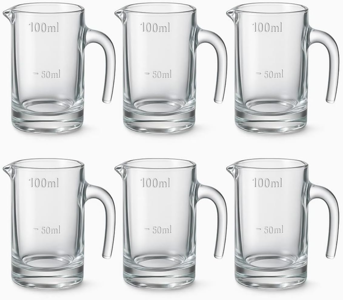 Alternative view of 6’lı Cam Sosluk Seti – 100 ml Ölçekli Kulplu Sos Kabı, Şeffaf Mini Ölçü Bardağı, Kahvaltı, Tatlı ve Mutfak Sunumları İçin