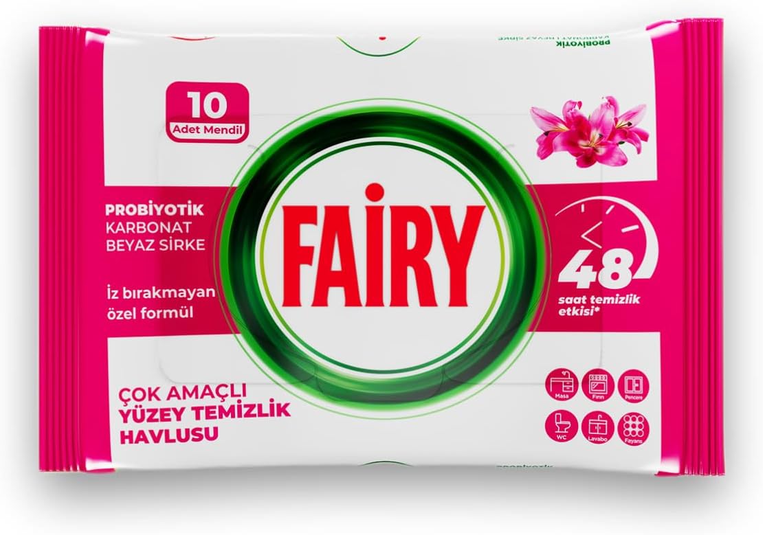 Çok Amaçlı Yüzey Temizlik Havlusu 10 Yaprak | Lilyum Çiçeği| Beyaz Sirke & Karbonat