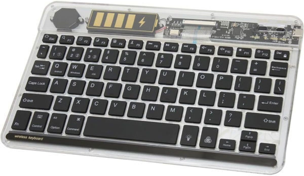 ZR612 Taşınabilir Ultra İnce iPad Tablet Laptop Uyumlu RGB Işıklı Şeffaf Bluetooth Klavye