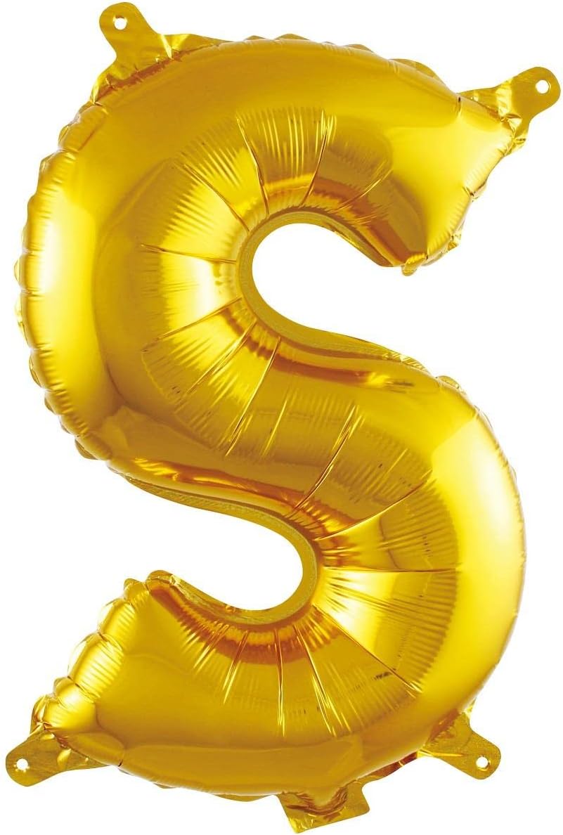 S Harfi 16 İnç Gold Renk Folyo Balon 36 CM (Altın)