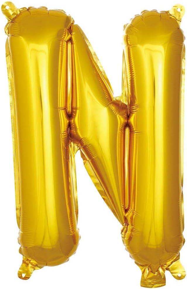 N Harfi 16 İnç Gold Renk Folyo Balon 36 CM (Altın)