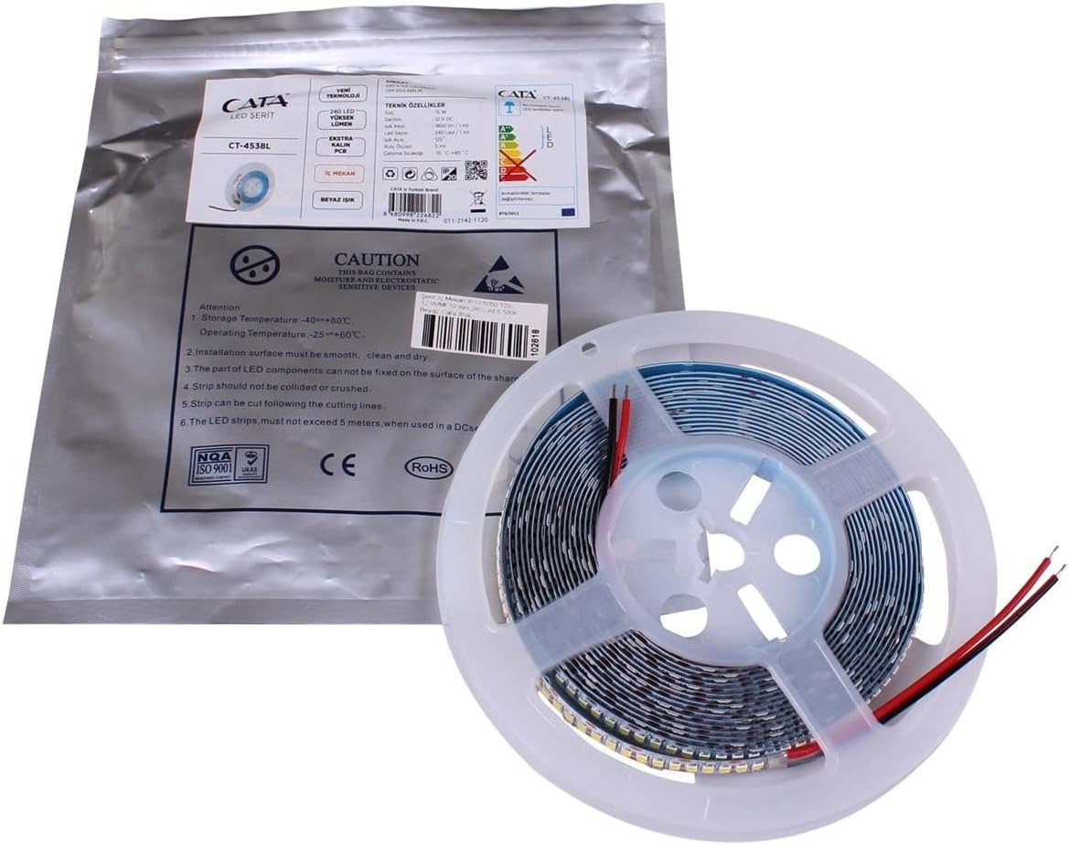 Alternative view of CT-4538B 240 Çipli Beyaz Işık LED Şerit, 5m