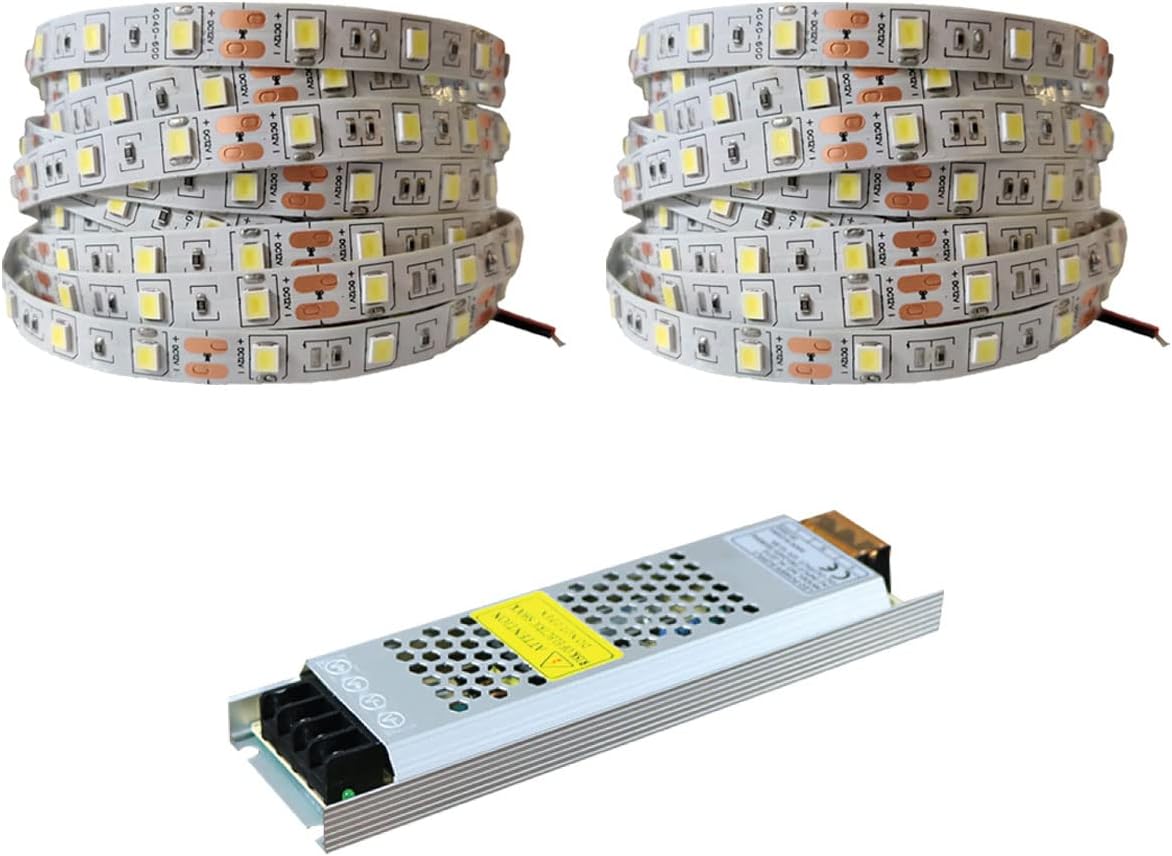 10 Metre Şerit LED Günışığı Renk + 12v 10 Amper 120 Watt LED Trafo - 3 Dirençli Double Pcb - Oturma Odası, Yatak Odası ve Mutfak için Gizli Aydınlatma - Görsel 3