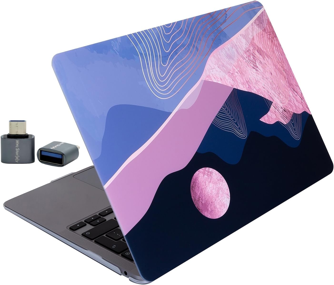 MacBook Air 13 İnç Kılıf A2337 M1 Uyumlu A1932 A2179 Sert Koruyucu Hard Case Desenli Mat Kapak Çizilme ve Darbe Koruma Pembe - Görsel 3