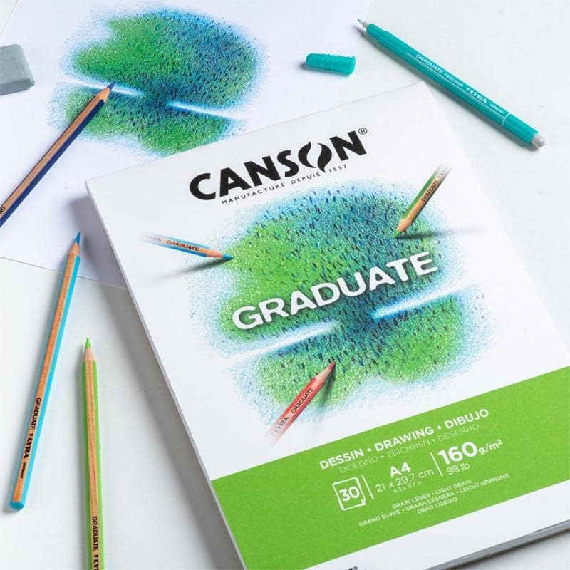 Mezun Beyaz Çizim 160 gsm A3 Kağıt, Hafif Taneli, Tampon Yapıştırılmış Kısa Taraf, 30 Parlak Beyaz Çarşaf, Öğrenci Sanatçılar için İdeal - Görsel 3