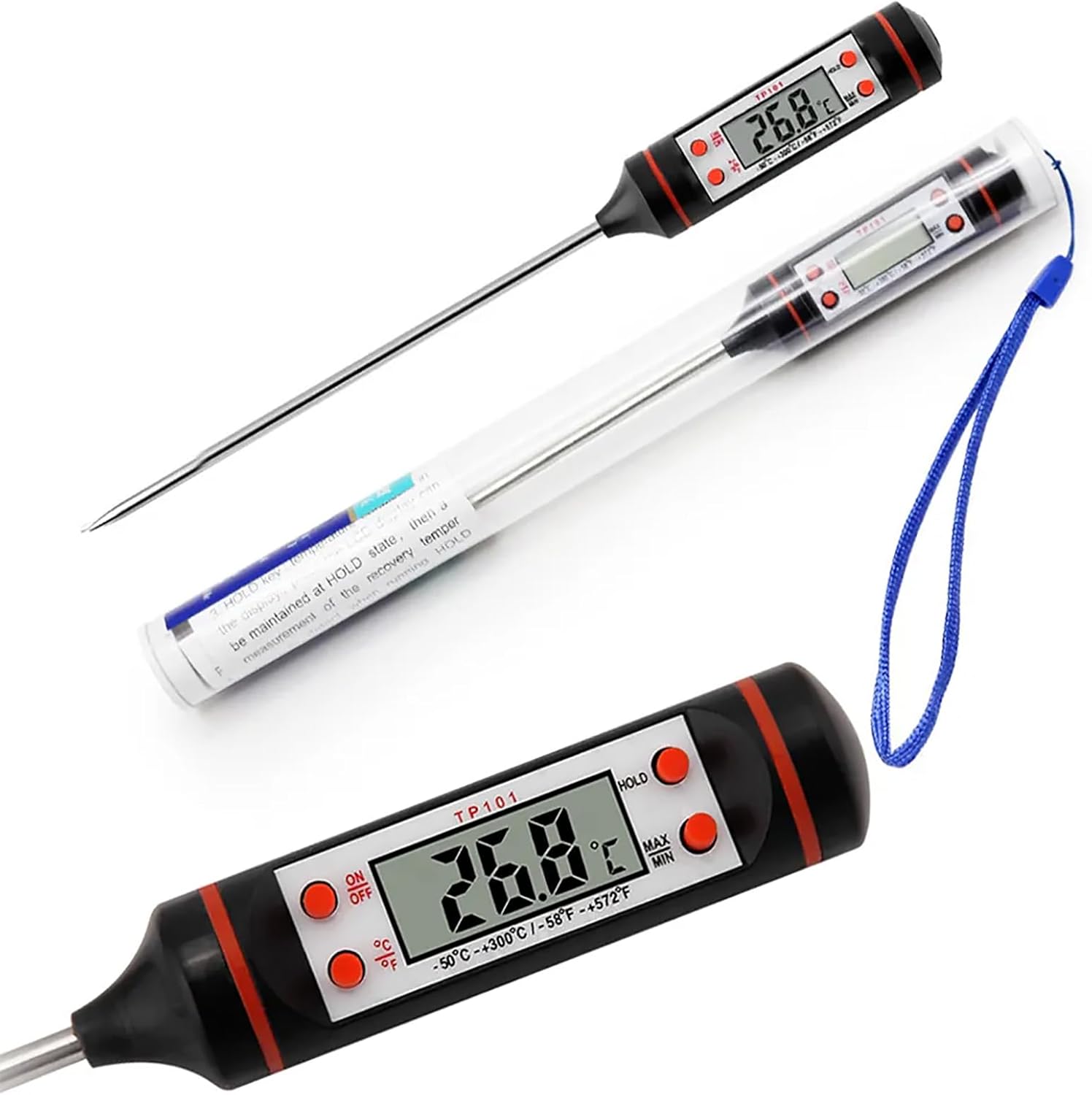 Alternative view of SOGUD Dijital Gıda Termometresi – Hızlı Okuma Mutfak Termometresi, Paslanmaz Çelik Prob, LCD Ekran, -50°C ~ 300°C Ölçüm Aralığı, Et Süt Yağ Şeker BBQ ve Fırın İçin Hassas Termometre