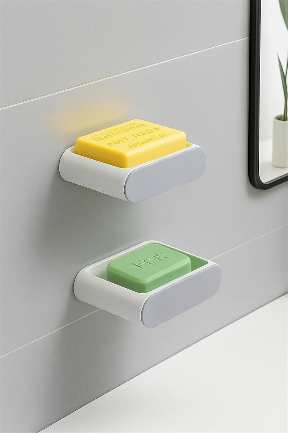 Yapışkanlı Banyo Mutfak Sabunluk Süngerlik Seti, Beyaz, 2'li Set, Duvara Monte, 14.5x9.7x4 cm