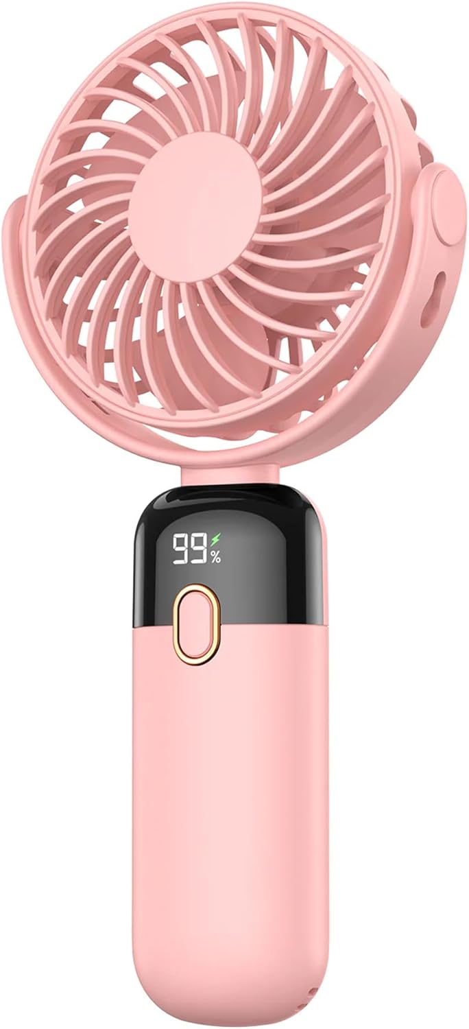 Alternative view of Warmco K70 Taşınabilir Şarjlı El Vantilatörü 2400mAh 360° Döner Başlıklı ve Standlı Dijital Ekranlı Soğutucu Fan Pembe