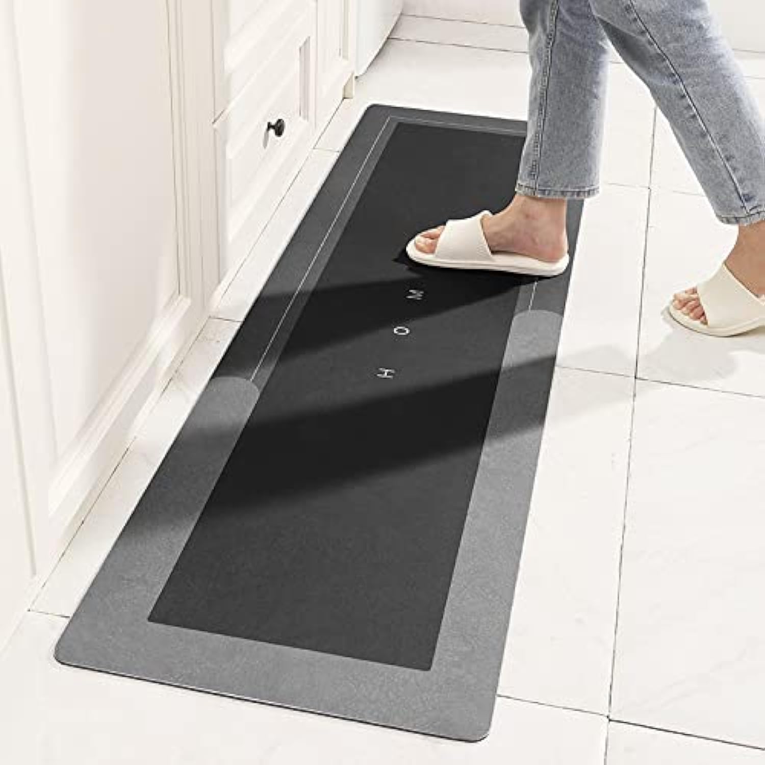 Banyo Paspası Halısı, Süper Emici Zemin Paspası Hızlı Kuruyan İnce Banyo Paspasları Halılar Kauçuk Kaymaz Alt Duş Halıları Duş Lavabo Küvet için 40 cm x 120 cm, Koyu Gri - Görsel 3