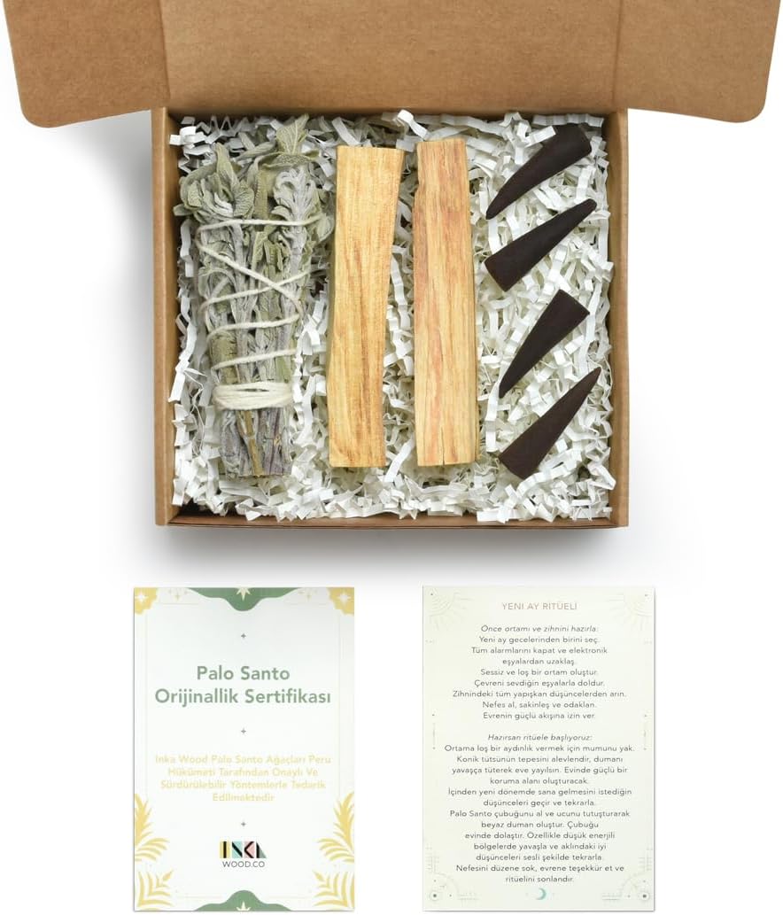 Inka Mountain Tütsü Seti, Palo Santo Konik Tütsü, Adaçayı Tütüsü, Palo Santo, - Görsel 2