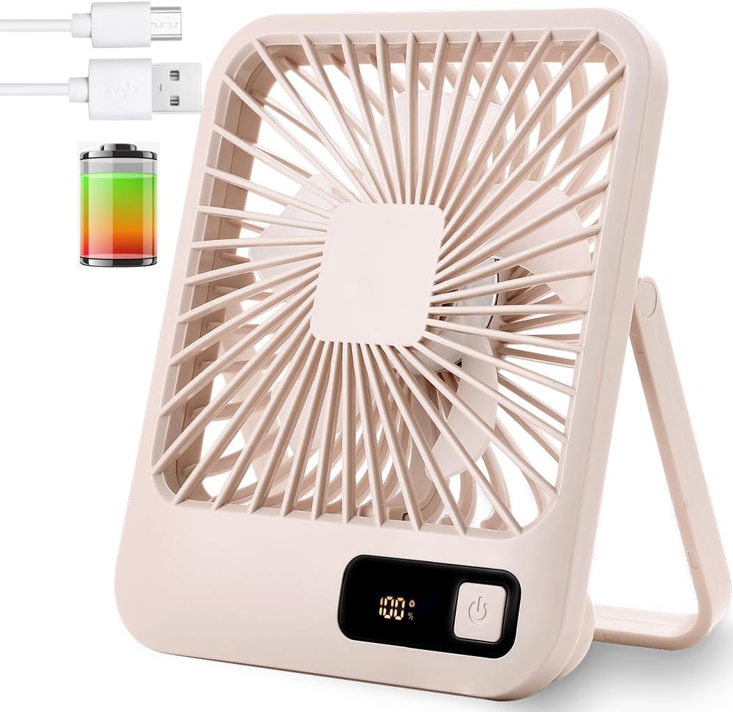 Alternative view of Küçük Masa Fanı, Taşınabilir USB Şarj Edilebilir, 2000mAh Pil ve LCD Ekranlı Eğilebilir Katlanabilir Kişisel Mini Fan, Güçlü Rüzgar, Ultra Sessiz, Ofis, Ev, Kamp için 5 Hız Modu