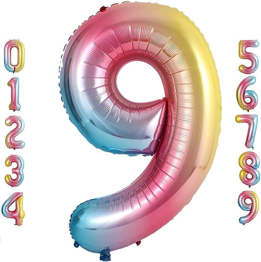 Alternative view of Patladı Gitti 9 Rakam 32 inc 80 cm Gokkusagı Folyo Balon